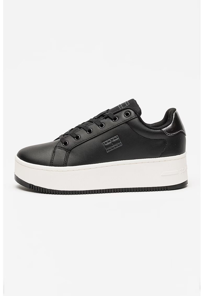 Tommy Jeans Спортни обувки с равна платформа и кожа - Черен