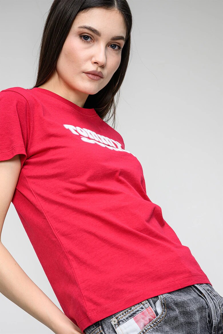 Tommy Jeans Стандартна тениска с лого Тъмнорозов