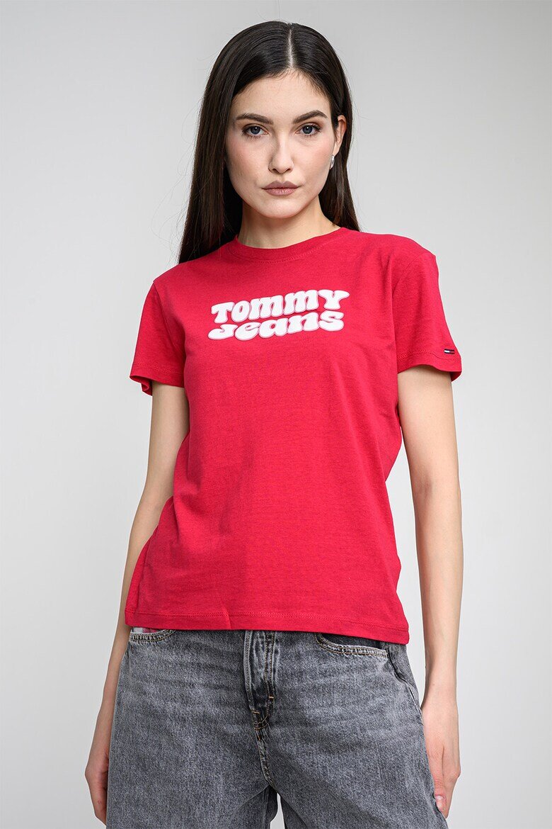 Tommy Jeans Стандартна тениска с лого Тъмнорозов