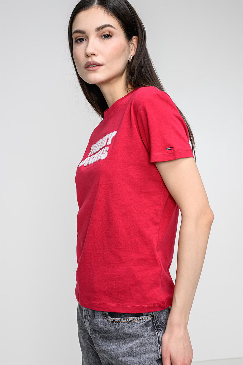 Tommy Jeans Стандартна тениска с лого Тъмнорозов