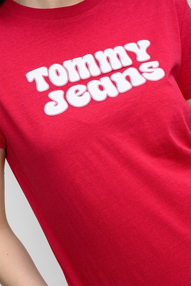 Tommy Jeans Стандартна тениска с лого Тъмнорозов