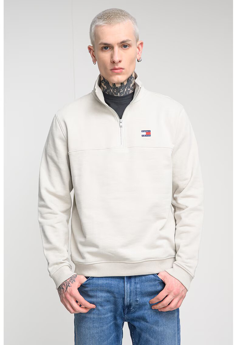 Tommy Jeans Суитшърт с къс цип - Крем