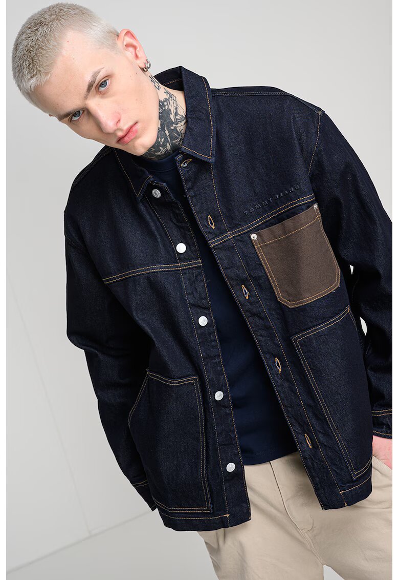 Tommy Jeans Свободно яке от деним - Ултрамарин синьо