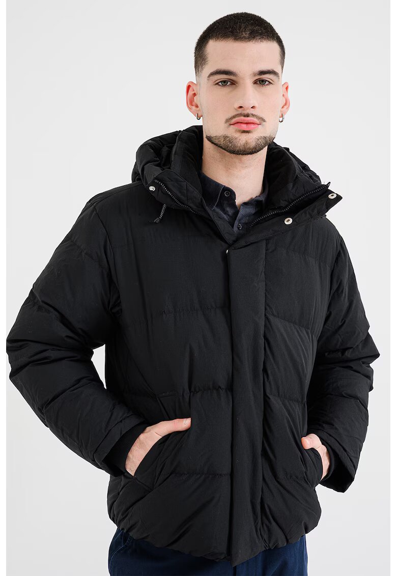 Tommy Jeans Свободно зимно яке с качулка - Черен