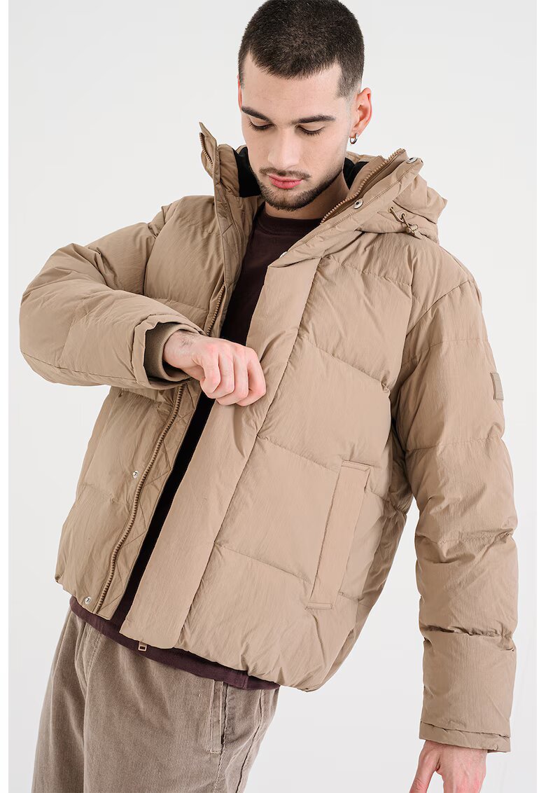 Tommy Jeans Свободно зимно яке с качулка - Светло кафяво
