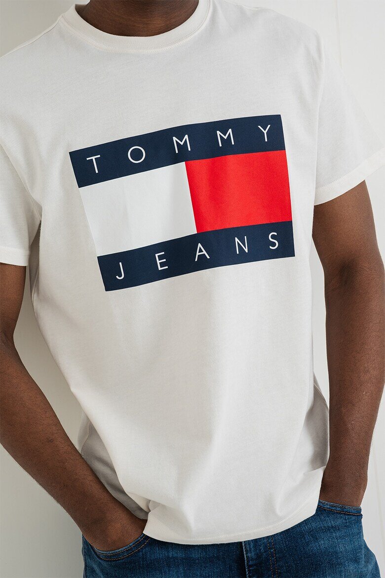 Tommy Jeans Тениска с овално деколте и лого Червен/Бял/Тъмносин