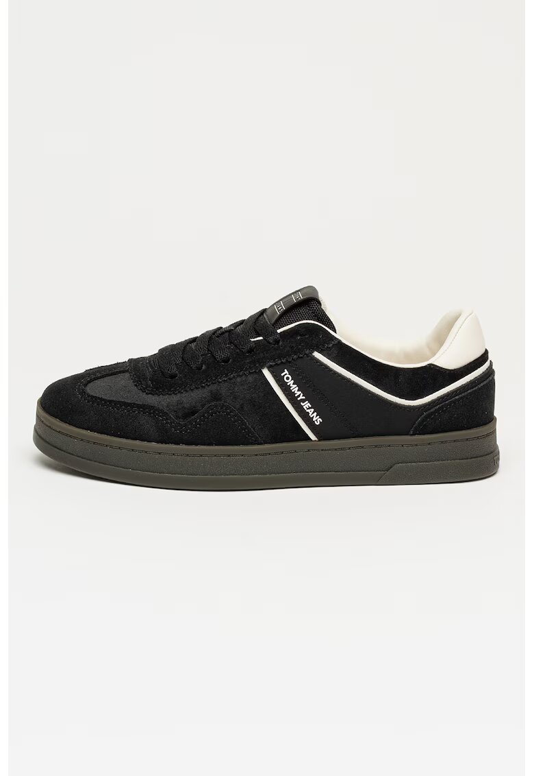 Tommy Jeans Велурени спортни обувки The Greenwich - Черен