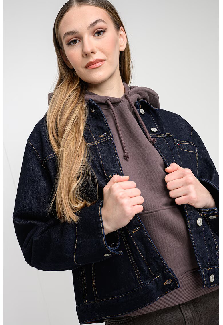 Tommy Jeans Яке от деним с паднали ръкави - Ултрамарин синьо