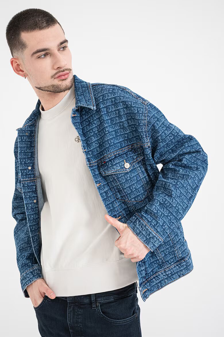 Tommy Jeans Яке от деним с принт Тъмносин