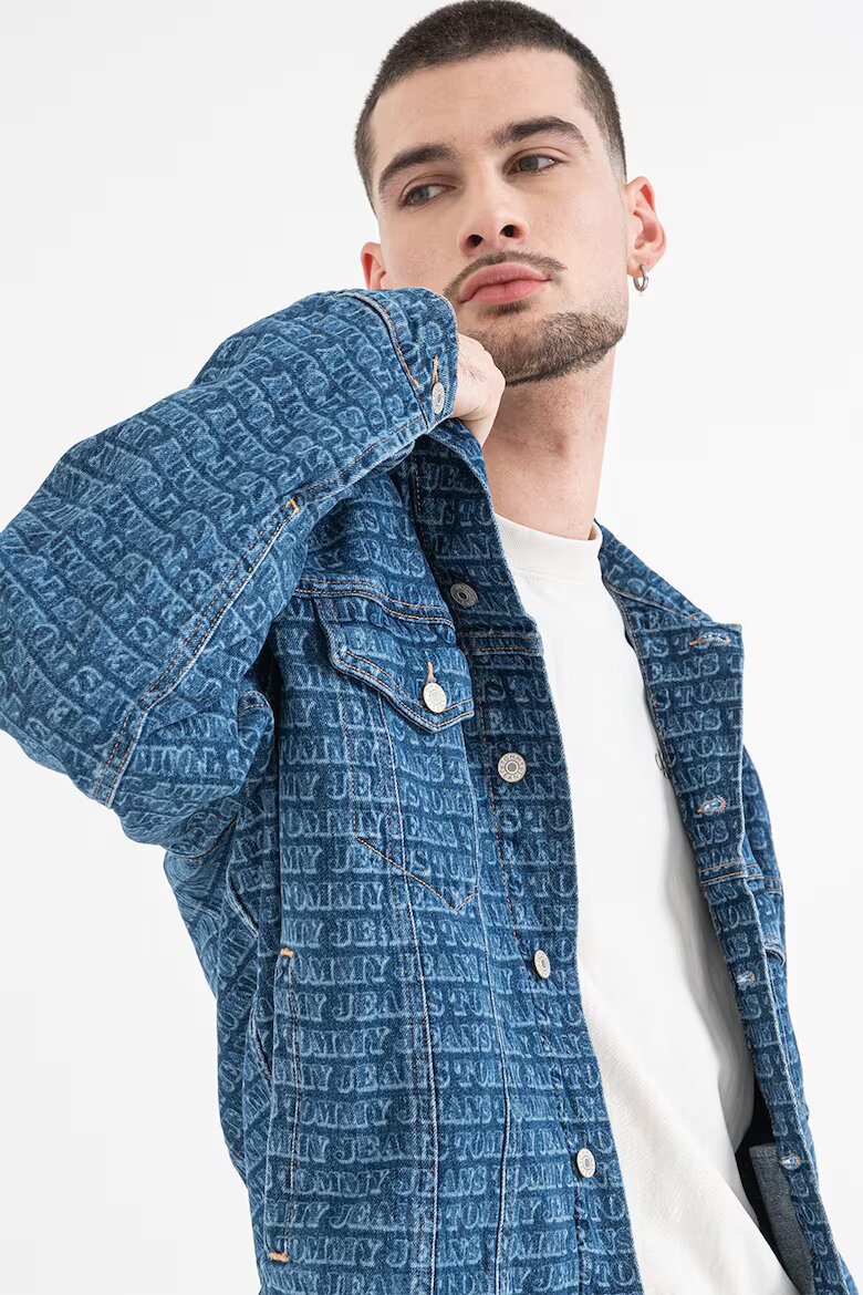 Tommy Jeans Яке от деним с принт Тъмносин
