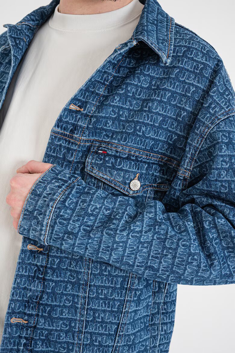 Tommy Jeans Яке от деним с принт Тъмносин