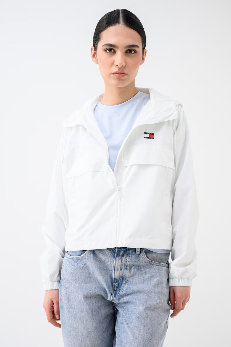 Tommy Jeans Яке с цип яка и лого Мръснобял