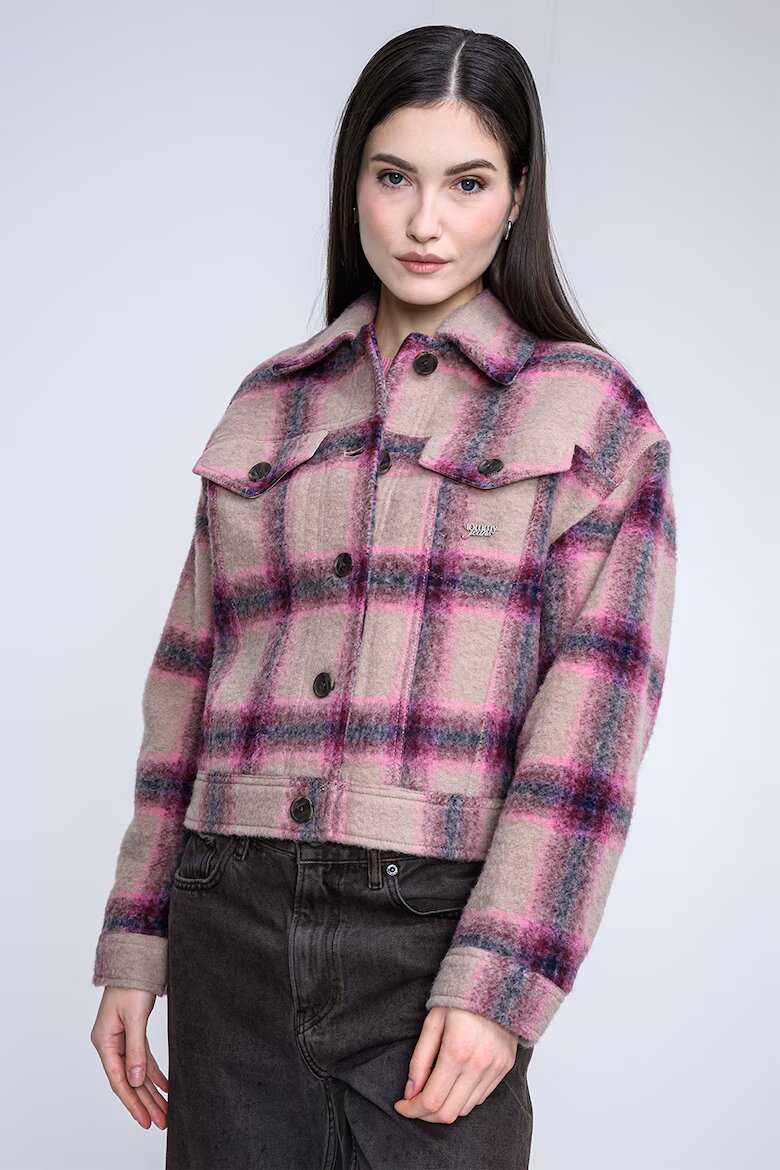 Tommy Jeans Яке с вълна и джобове с капаче Светлокафяв/Розово