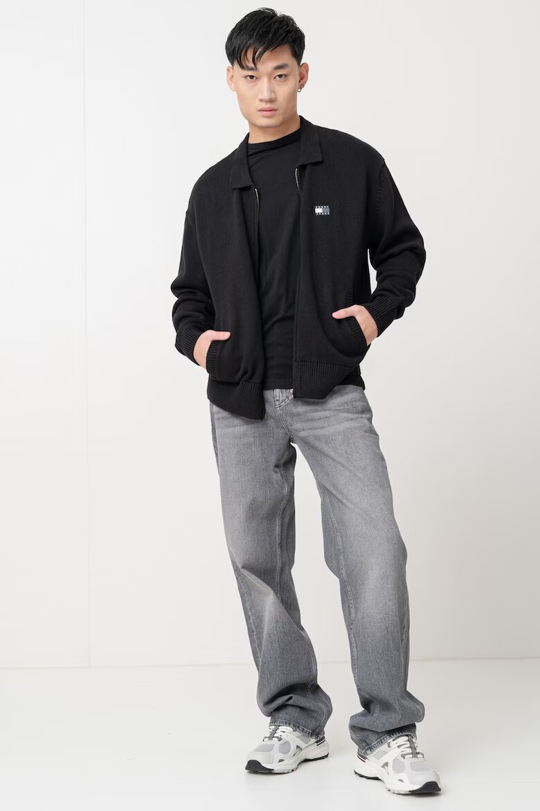 Tommy Jeans Жилетка с цип и лого Черен