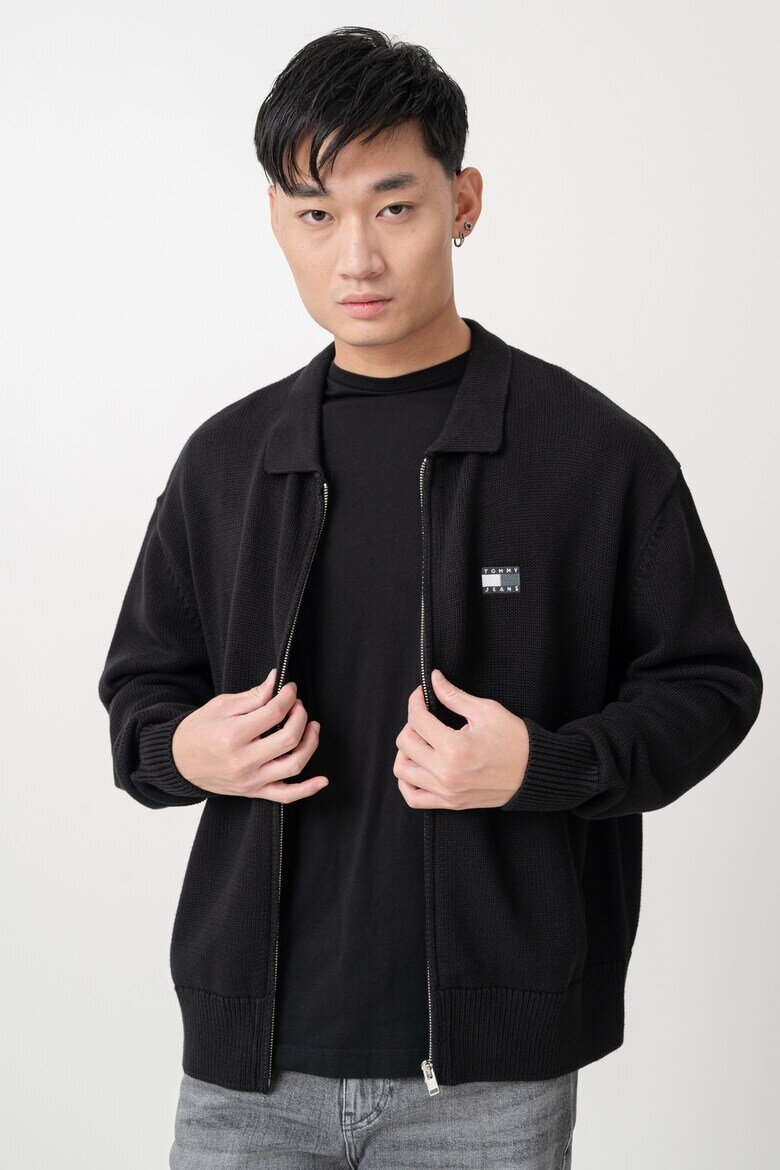 Tommy Jeans Жилетка с цип и лого Черен