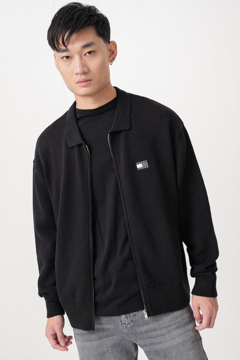 Tommy Jeans Жилетка с цип и лого Черен