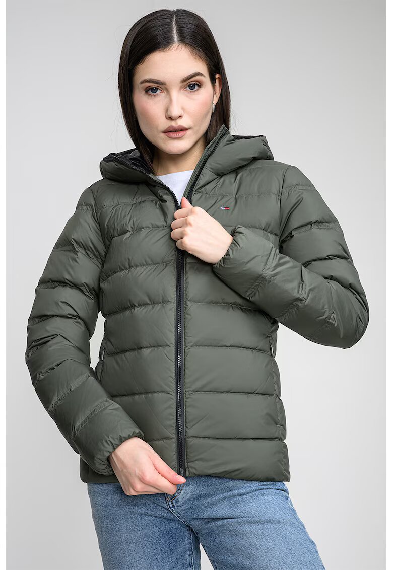 Tommy Jeans Зимно слим яке с качулка - Каки