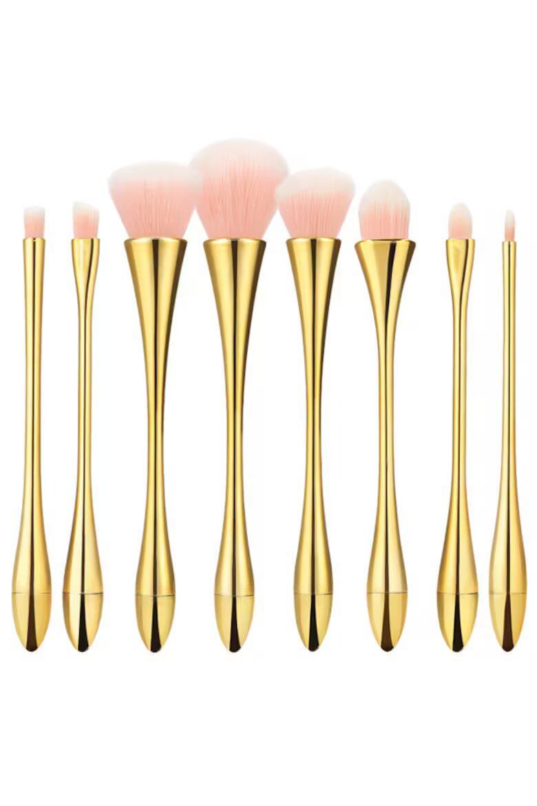 Tools4beauty Комплект 8 четки с метална дръжка Златисти