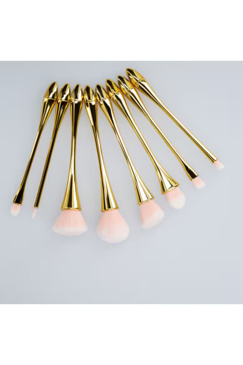 Tools4beauty Комплект 8 четки с метална дръжка Златисти