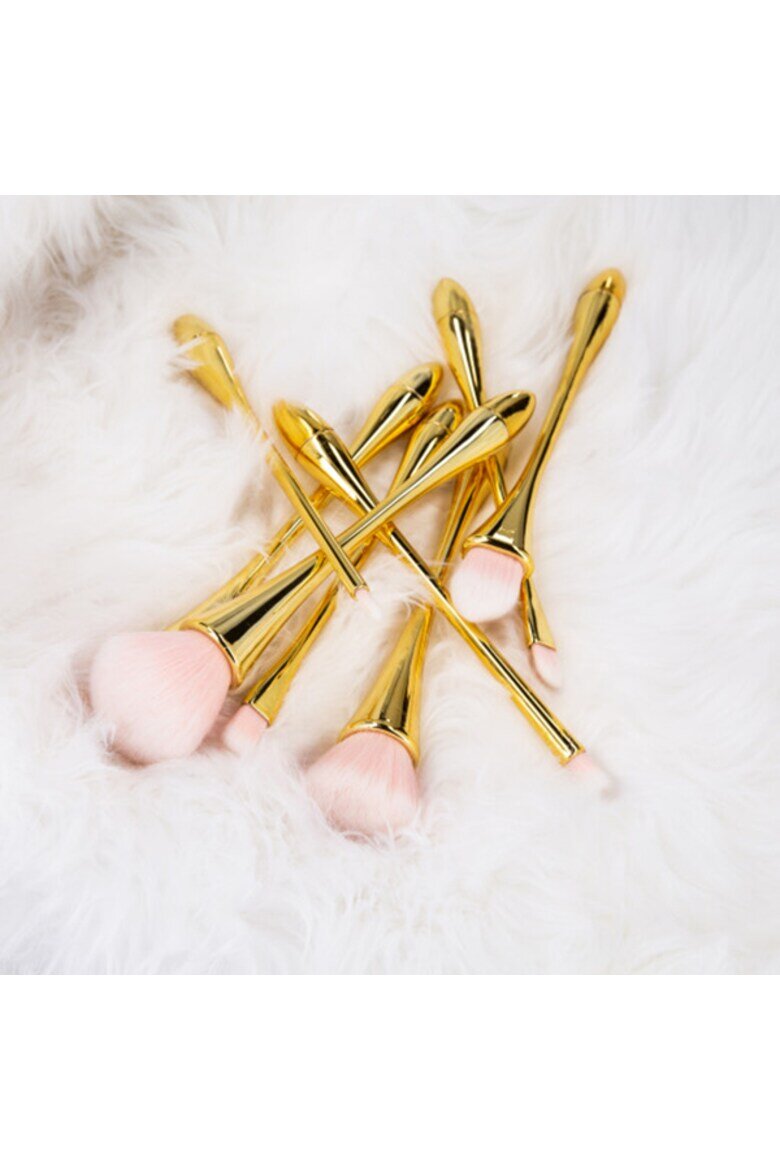 Tools4beauty Комплект 8 четки с метална дръжка Златисти