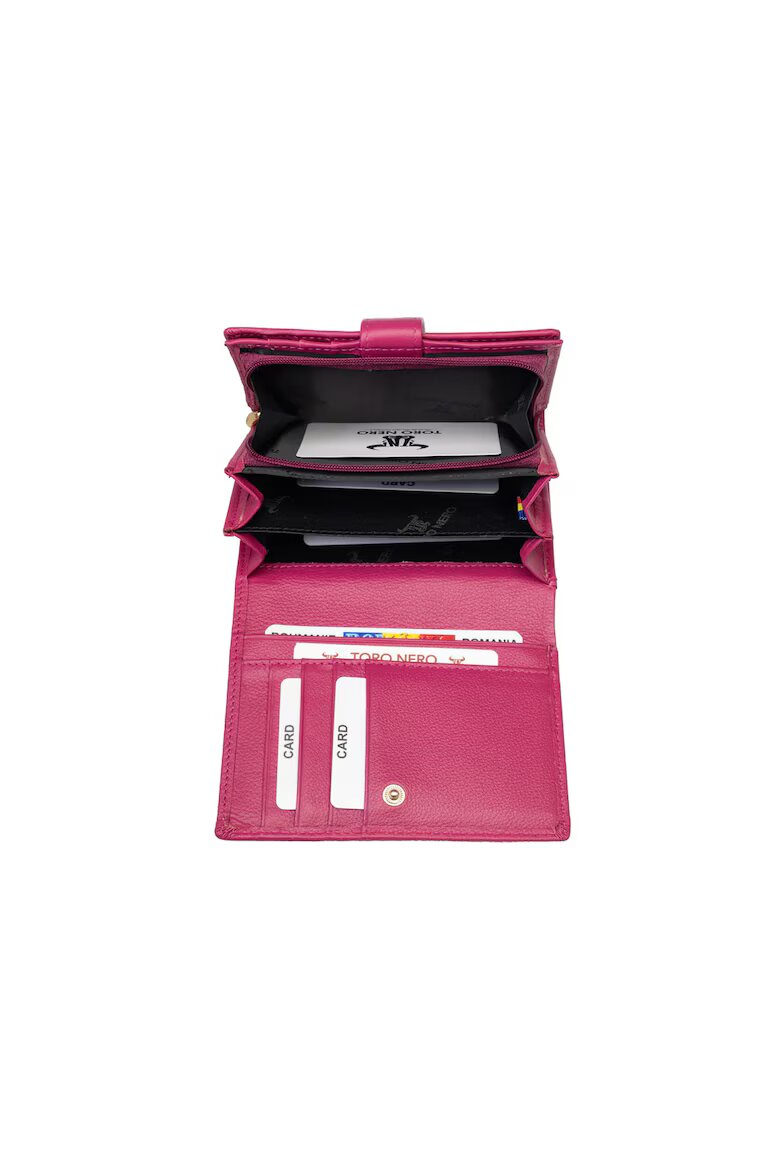 Toro Nero Дамски кожен портфейл Little wallet Фуксия 19 x 10 x 2.5 cm