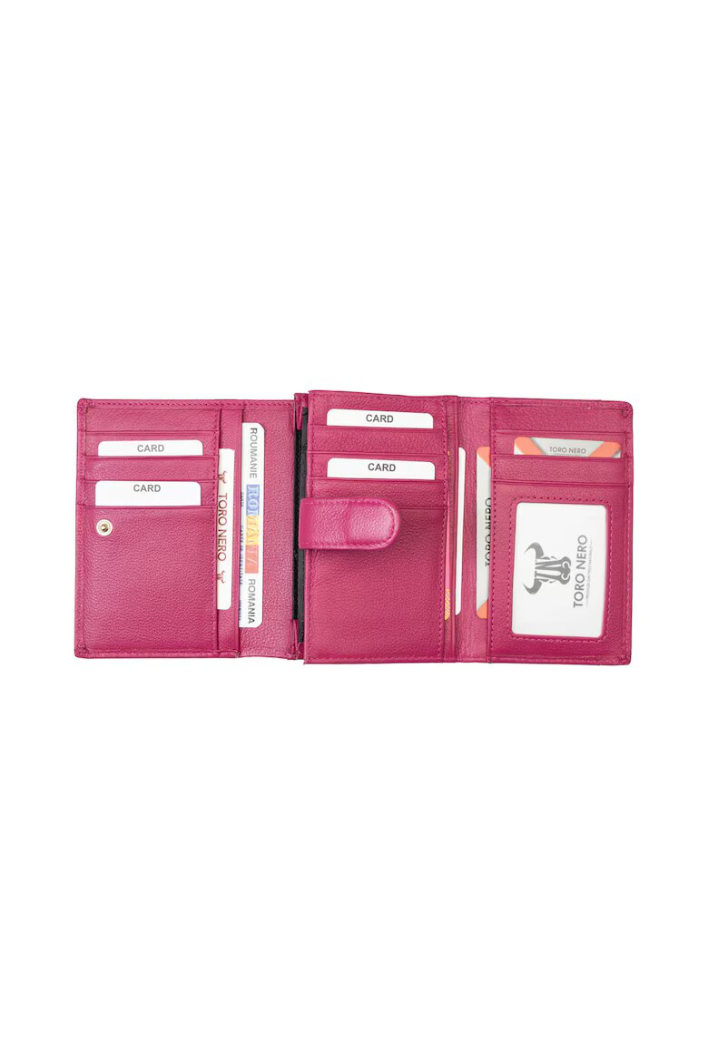 Toro Nero Дамски кожен портфейл Little wallet Фуксия 19 x 10 x 2.5 cm
