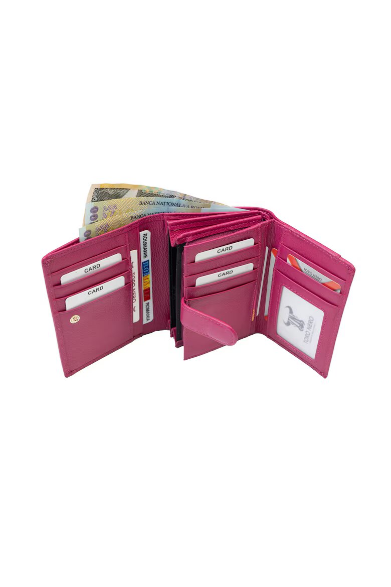 Toro Nero Дамски кожен портфейл Little wallet Фуксия 19 x 10 x 2.5 cm