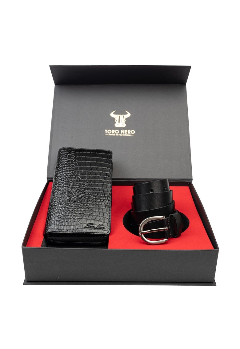 Toro Nero Дамски портфейл и комплект колан естествена кожа Gia-Middle