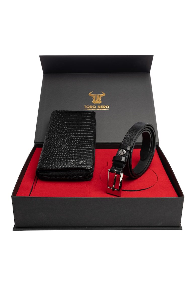 Toro Nero Дамски портфейл и комплект колан естествена кожа Gia-Slim