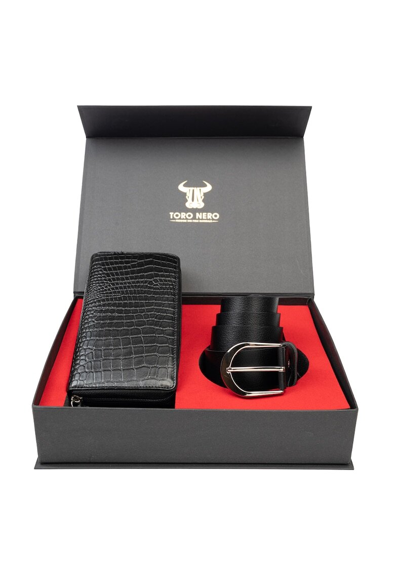 Toro Nero Дамски портфейл и комплект колан - естествена кожа - - Gia-Thick