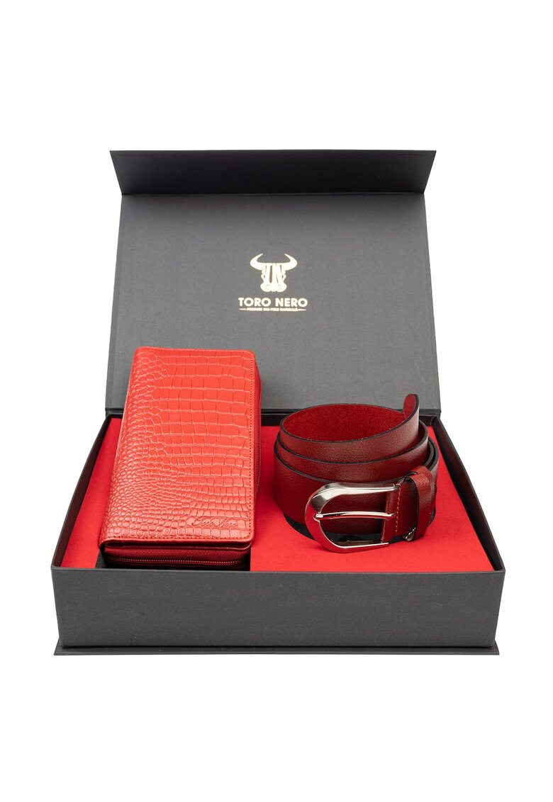 Toro Nero Дамски портфейл и комплект колан - естествена кожа - - Gia-Thick