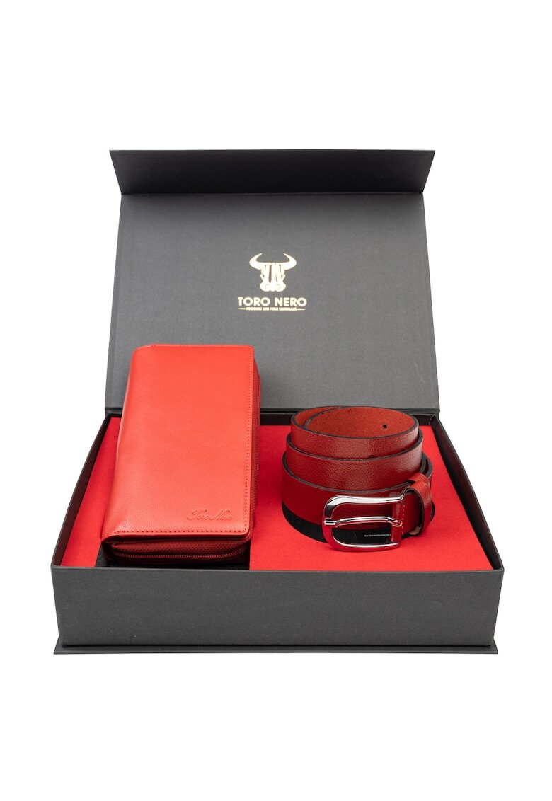 Toro Nero Дамски портфейл и комплект колан естествена кожа Gina-Middle