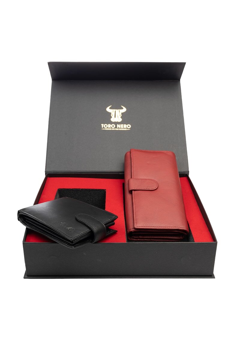 Toro Nero Комплект дамски портфейл и мъжки портфейл - естествена кожа - Reset-Viki - - 9.5*19*3
