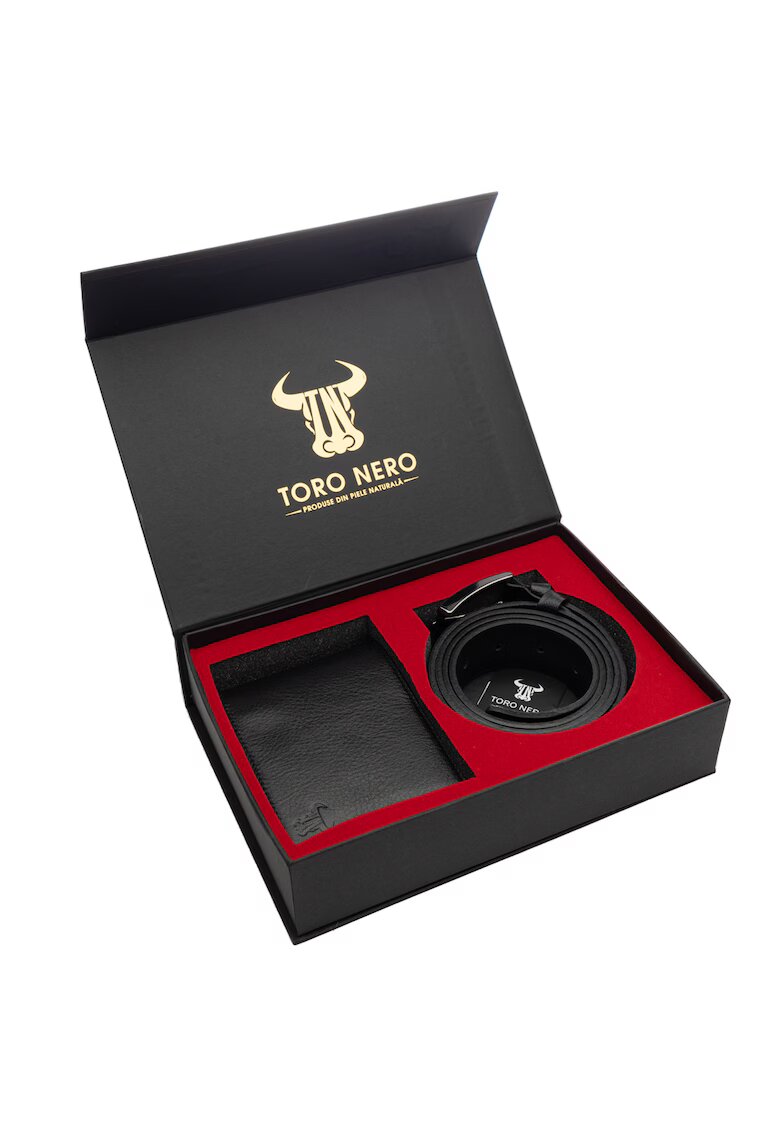 Toro Nero Комплект портфейл и колан - мъжки - от естествена кожа - - Muselles xxl