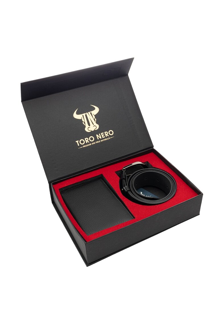 Toro Nero Комплект портфейл и колан - от естествена кожа - Little