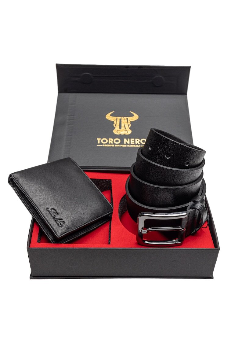 Toro Nero Комплект портфейл и колан - За мъже - От естествена кожа - Max-Night