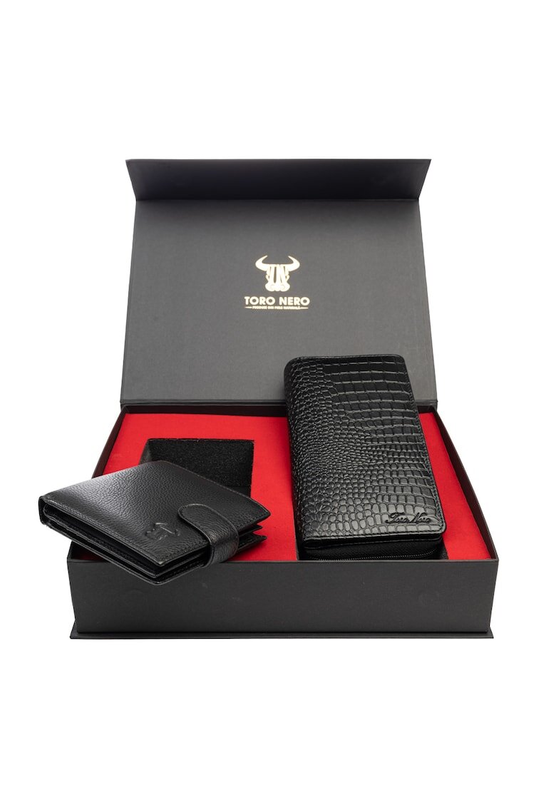 Toro Nero Комплект портфейл за жени и портфейл за мъже - естествена кожа - - Gidwqfita Opzioni - - 3.5*20*11