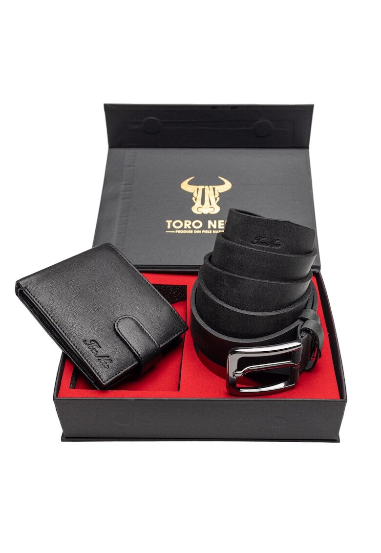 Toro Nero Мъжки портфейл и комплект колан - изработени от естествена кожа Vox-Rubber