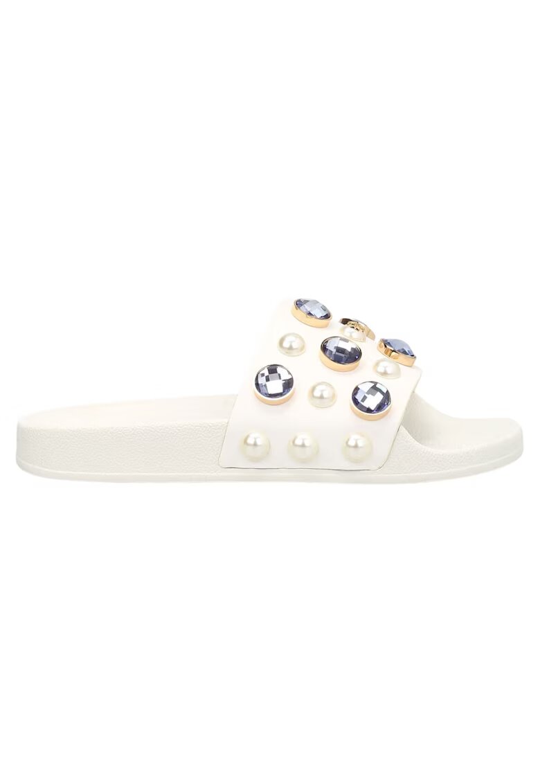 Tory Burch Дамски плажни чехли - - модел Wail - кристали - естествена кожа - екрю -