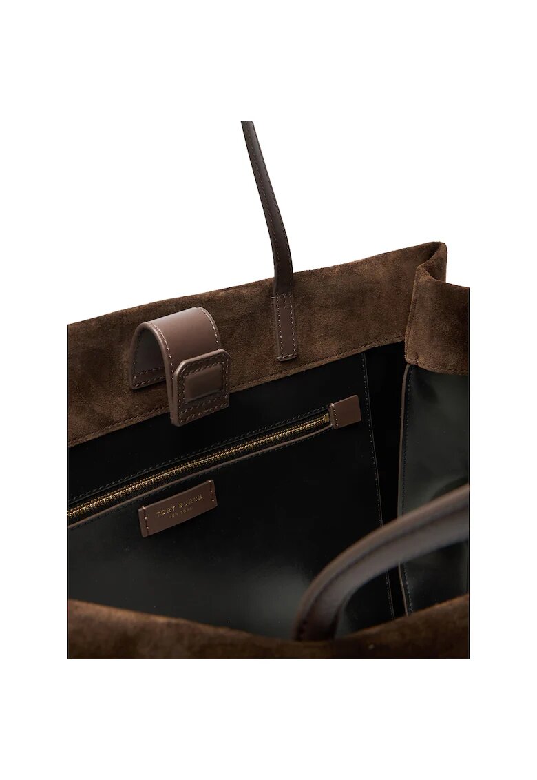 Tory Burch Дамска чанта Ella Suede Tote - цвят Pine Bark - размери 1709