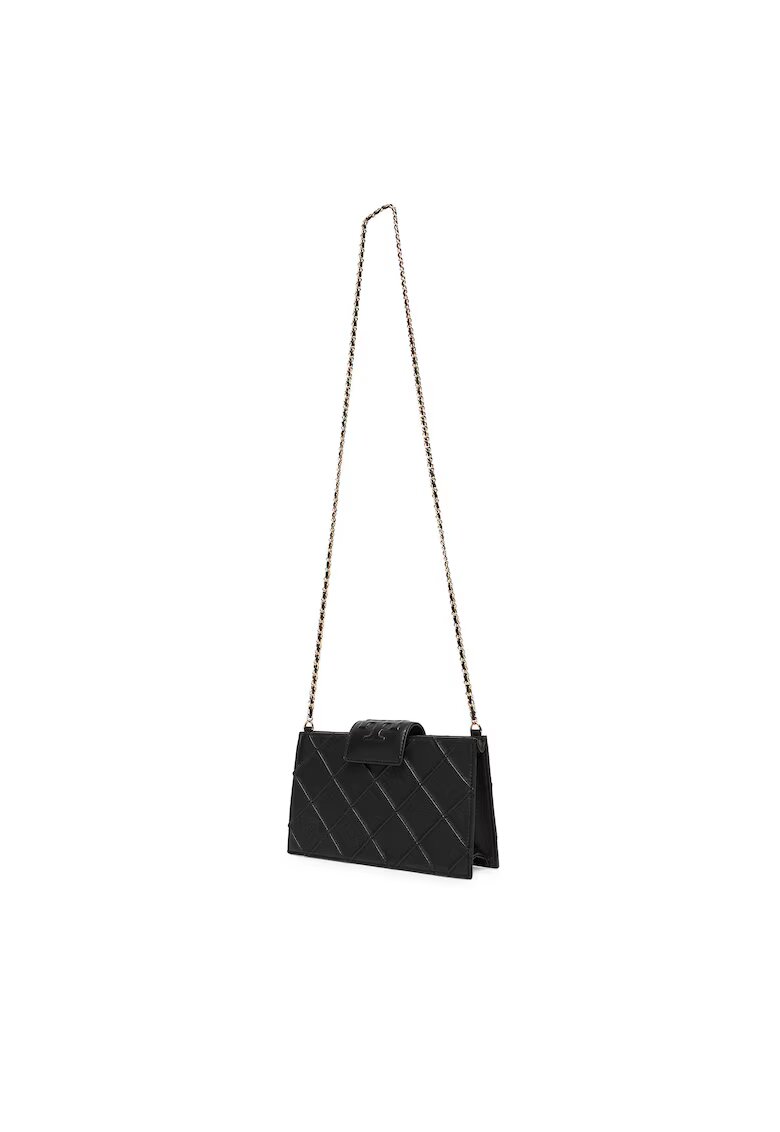Tory Burch Дамска чанта Fleming Mini Chain W - естествена кожа - черна