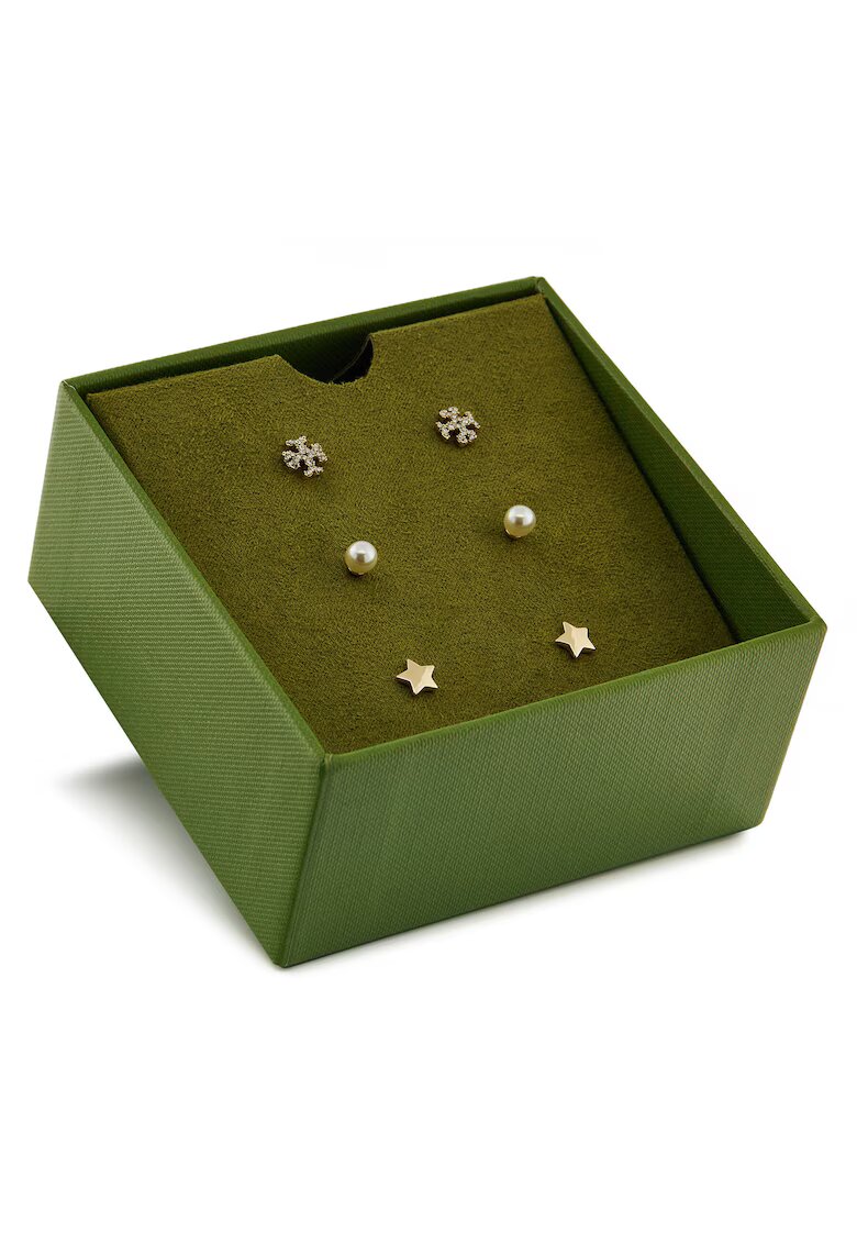 Tory Burch Дамски обеци - Kira Stud - златни - кристали - перли - комплект