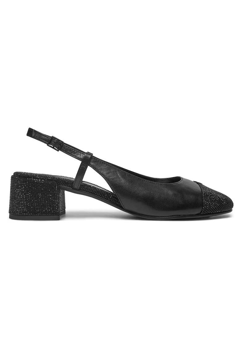Tory Burch Дамски сандали - Perfect Black - естествена кожа - ток с капачка