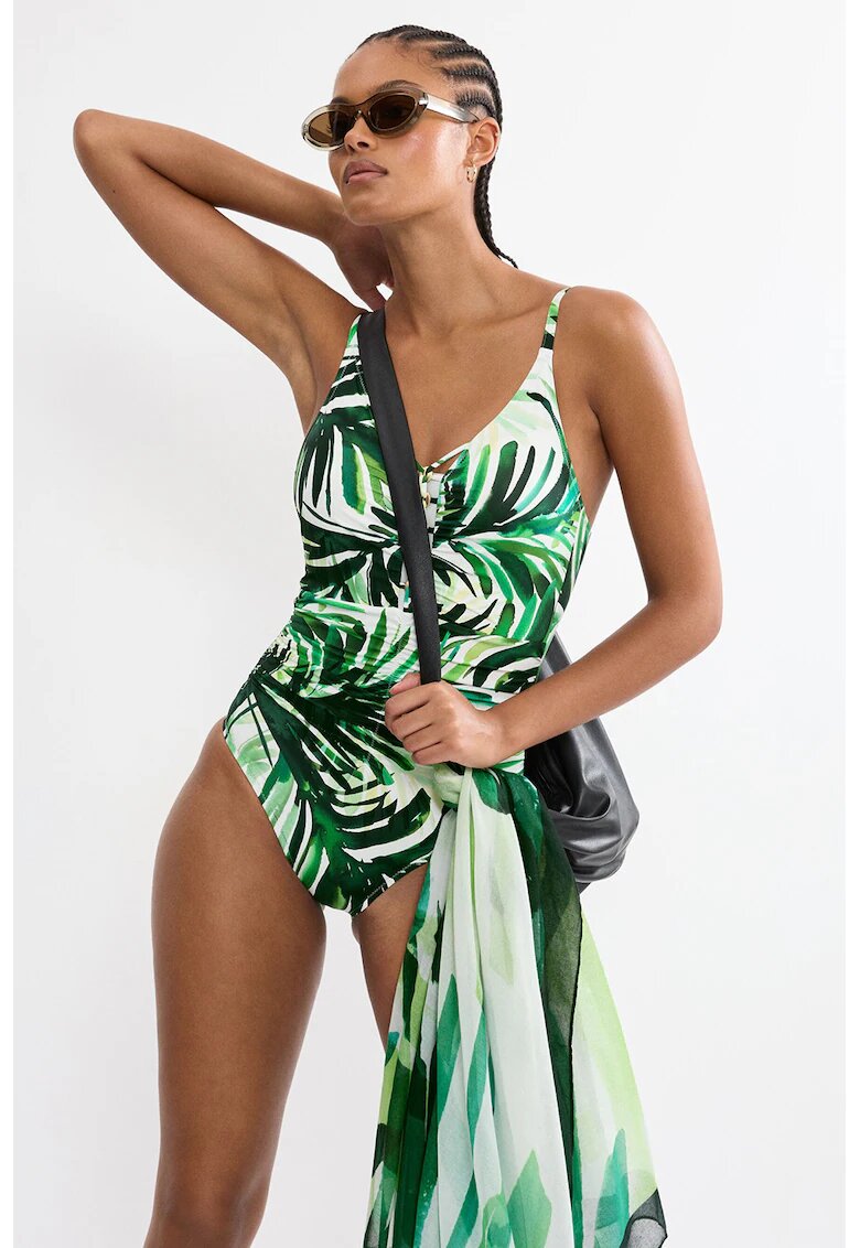 Triumph Цял бански Summer Palm - Тъмнозелен/Бледозелен