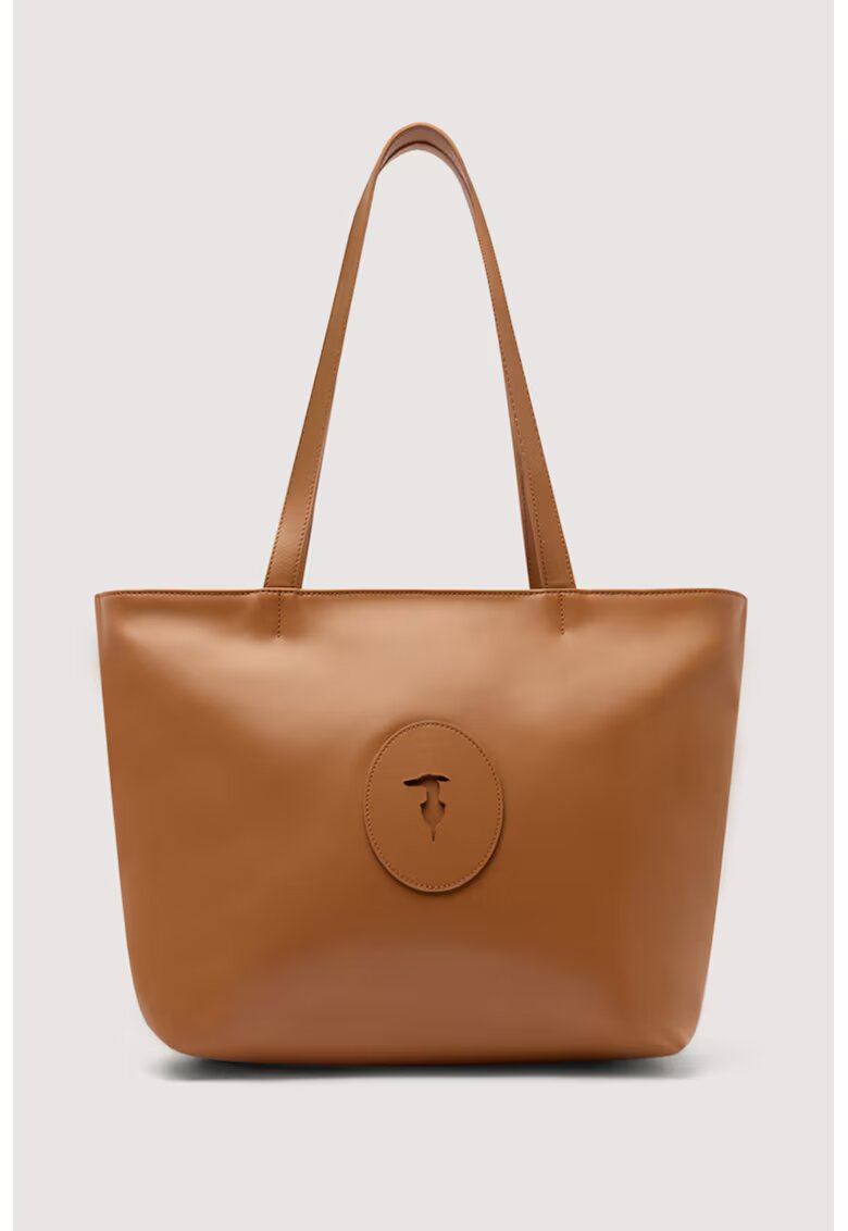 Trussardi Кожена шопинг чанта Society с пришито лого