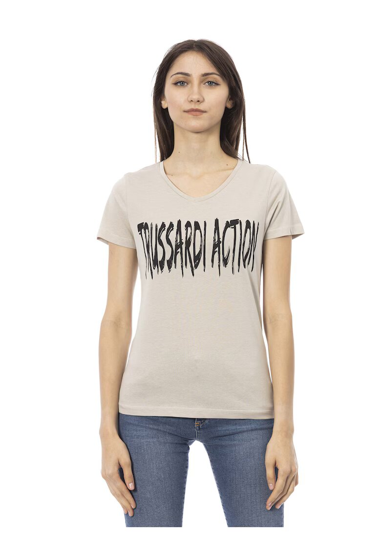 Trussardi Шпиц тениска с лого - Камел
