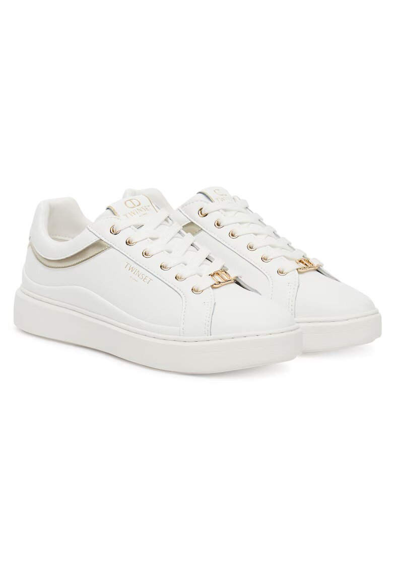 Twinset Дамски кецове 252TCP020 - естествена кожа - бели