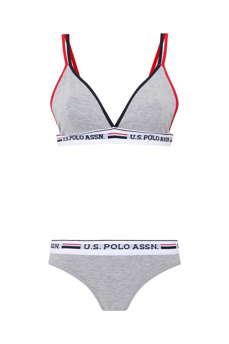 U.S. Polo Assn. Бикини и триъгълен сутиен с лого Сив меланж