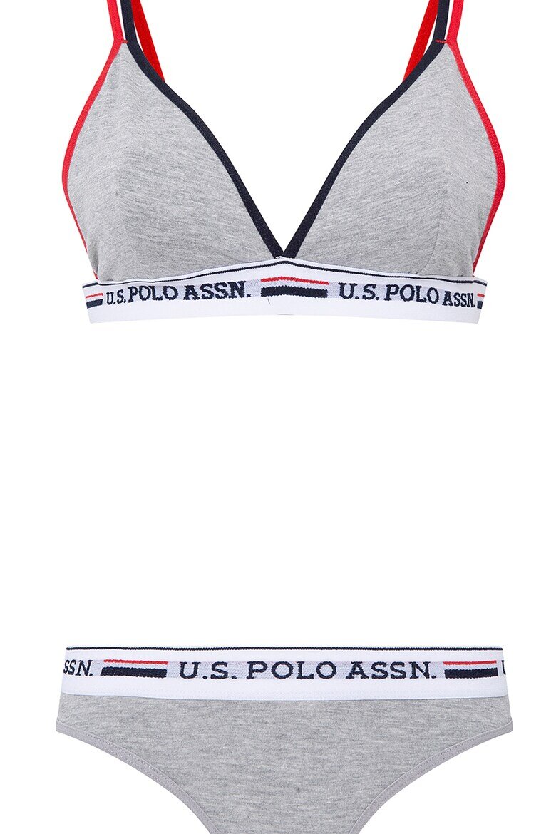 U.S. Polo Assn. Бикини и триъгълен сутиен с лого Сив меланж
