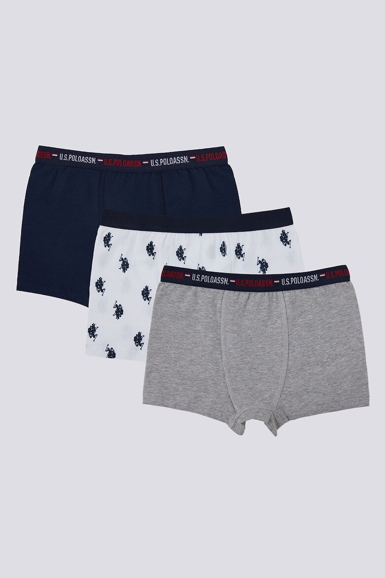 U.S. Polo Assn. Боксерки с лого 3 чифта Сив/Тъмносин
